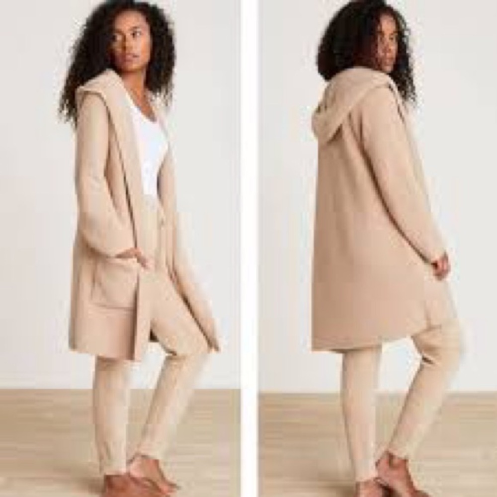 BAREFOOT DREAMS CozyChic Boucle
Hooded Long Coatigan Jacket Cardigan Brown L